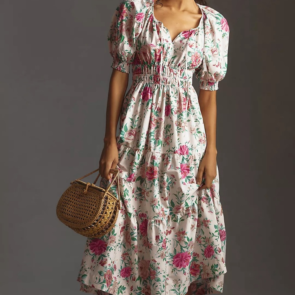 Anthropologie Somerset Maxi dress. Floral Puff Sleeve Dress